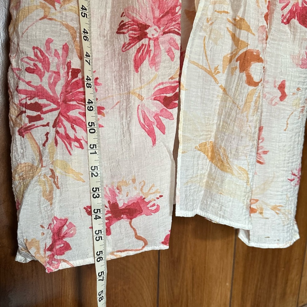 H&M Tie-Belt Crepe Floral Maxi Dress Size XL Balloon Sleeves Beach Coastal Vacay - Picture 8 of 14